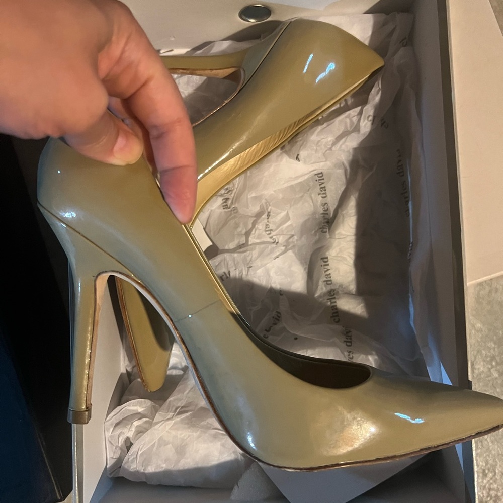 Charles David heels, patent taupe pumps, size 6.5